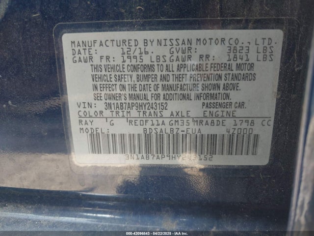 Nissan Sentra 2017 3N1AB7AP9HY243152 Image 9