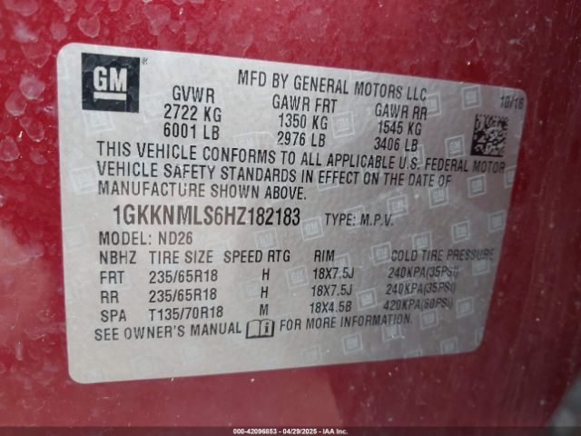 2017 GMC ACADIA 1GKKNMLS6HZ182183 Photo 8