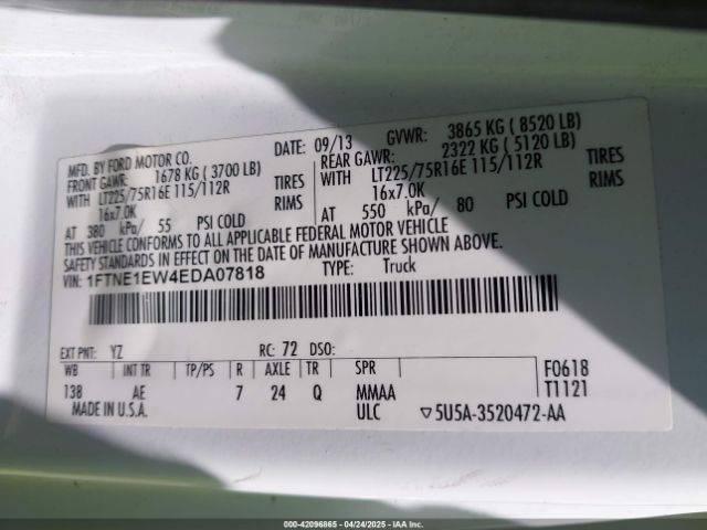 1FTNE1EW4EDA07818 Ford E-150 Commercial