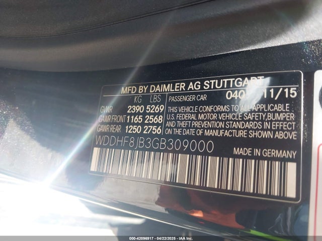 WDDHF8JB3GB309000 Mercedes-Benz 2016