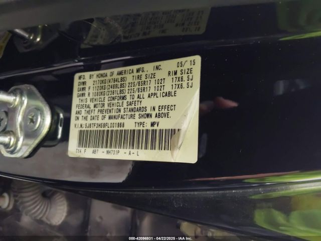 5J6TF3H59FL001968 Honda Crosstour Ex-l