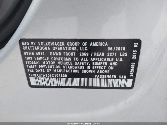 1VWAS7A30FC104539 Volkswagen Passat 1.8t Limited Edition