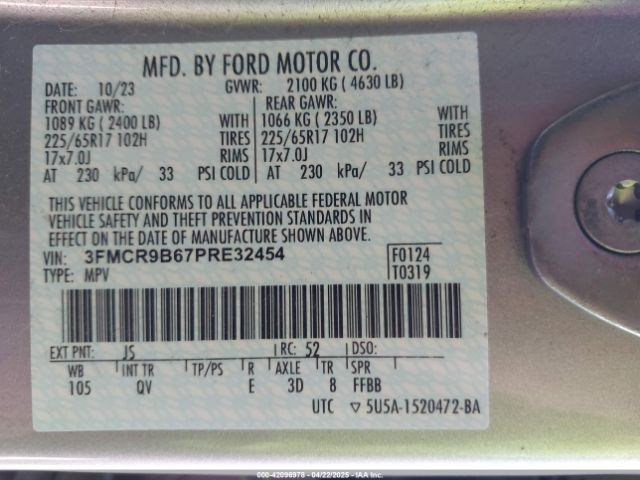 2023 FORD BRONCO SPORT 3FMCR9B67PRE32454 Photo 8