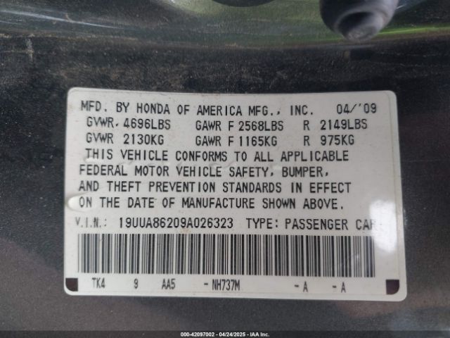 2009 ACURA TL 19UUA86209A026323 Photo 8