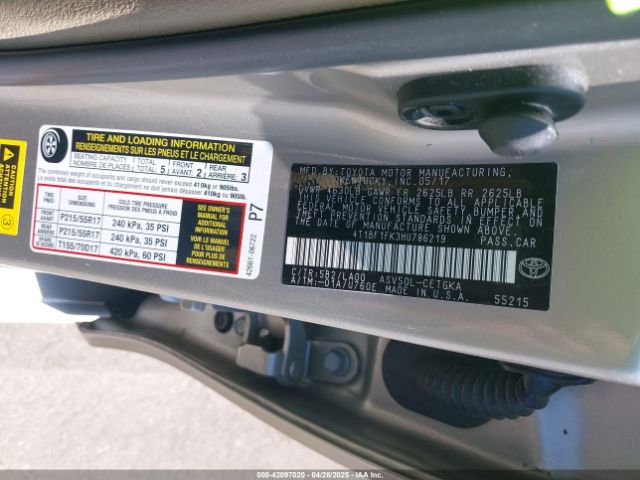 4T1BF1FK3HU786219 Toyota CAMRY XLE
