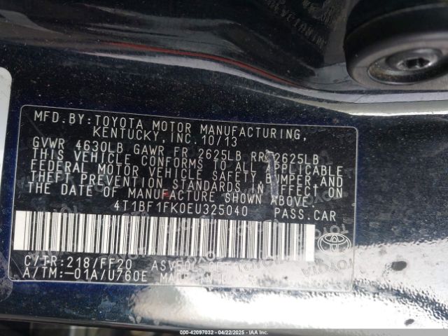 4T1BF1FK0EU325040 Toyota Camry Se Sport
