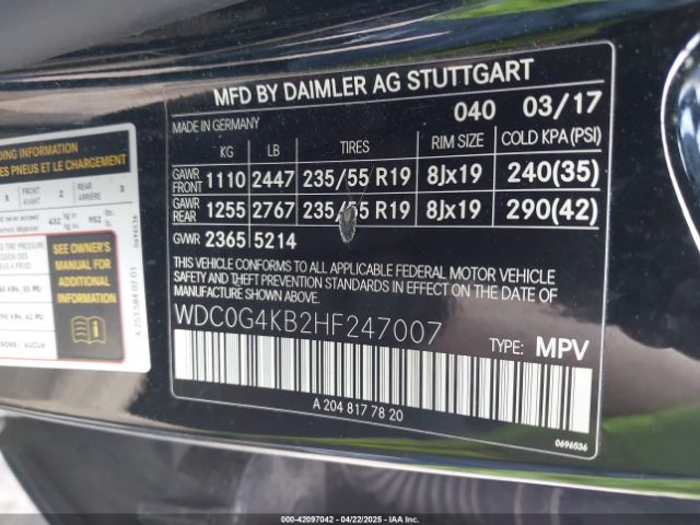 WDC0G4KB2HF247007 Mercedes-Benz Glc 300 4matic