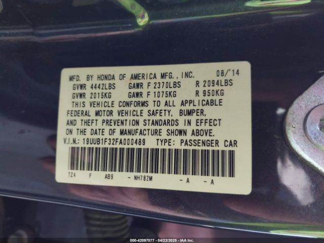 19UUB1F32FA000489 Acura TLX