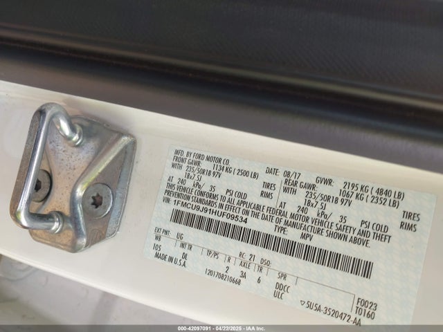 Ford Escape Titanium 2017 1FMCU9J91HUF09534 Image 9