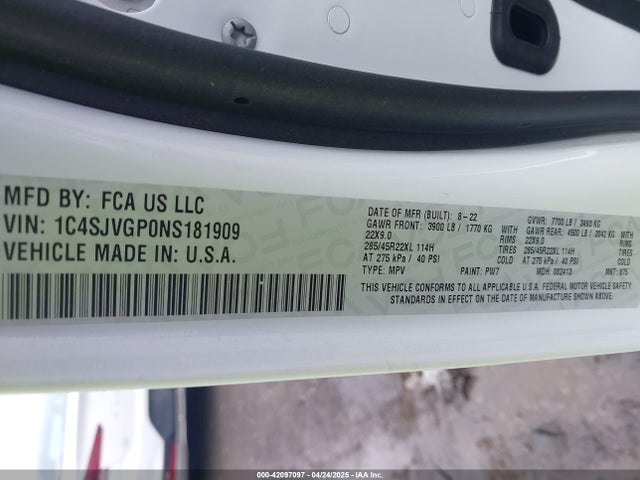 Jeep Grand Wagoneer 2022 1C4SJVGP0NS181909 Image 9