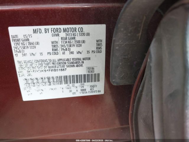 2FMTK3K91FBB51887 Ford Edge Titanium
