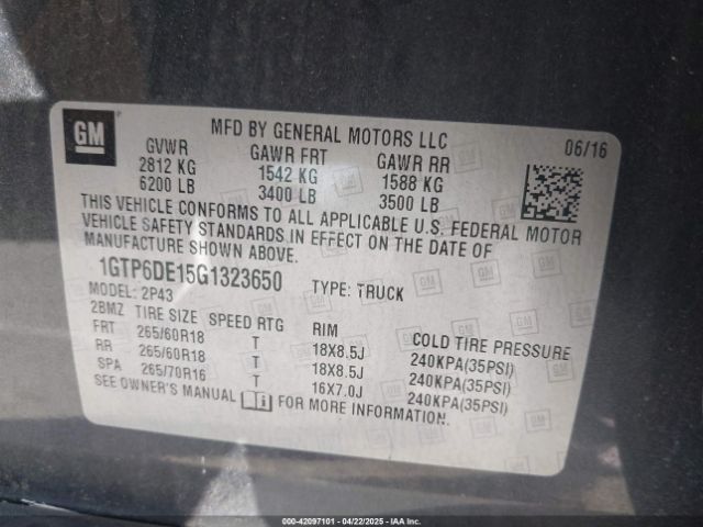 1GTP6DE15G1323650 GMC CANYON SLT