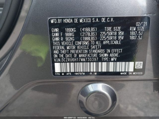 3CZRU6H17MM730397 Honda Hr-v Awd Sport