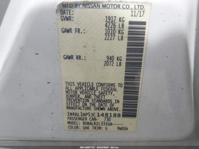1N4AL3AP5JC148188 Nissan Altima 2.5 Sl