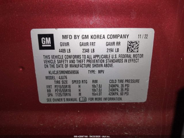 KL4CJESM0NB569556 Buick Encore Awd Preferred
