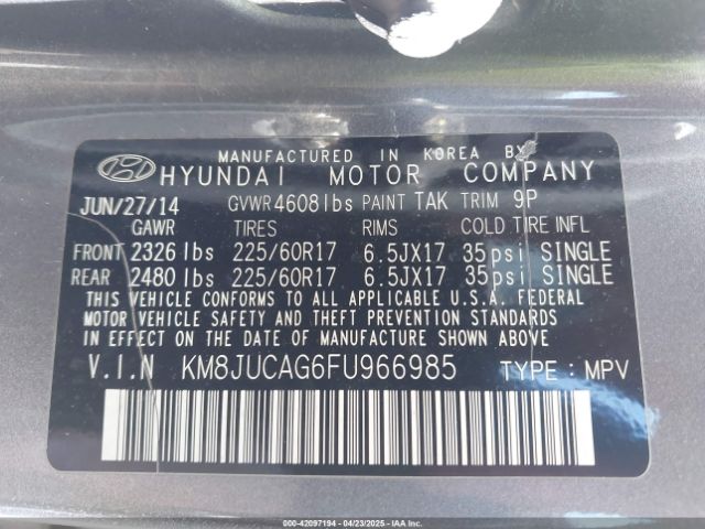 KM8JUCAG6FU966985 Hyundai TUCSON SE