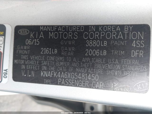 KNAFK4A6XG5481450 KIA FORTE LX