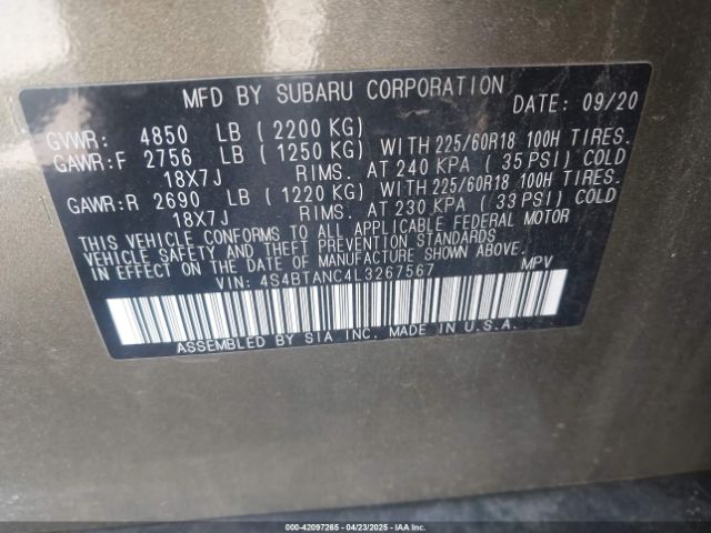4S4BTANC4L3267567 Subaru Outback Limited