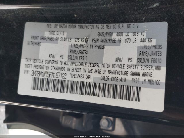 3MZBM1K75FM187123 Mazda Mazda3 I Sport