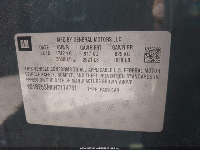 1G1BE5SM6H7174741 Chevrolet Cruze Lt Auto