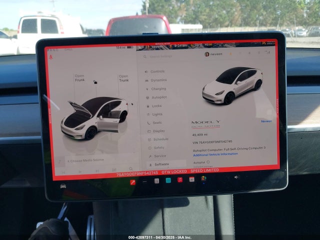 7SAYGDEF9NF542745 Tesla Model Y