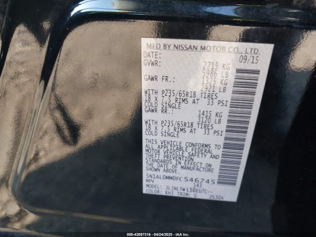 5N1AL0MM0FC546745 Infiniti QX60