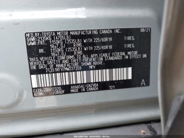 2T3S1RFV7MW227359 Toyota Rav4 Trd Off-road