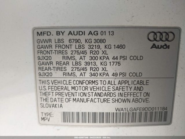 2013 AUDI Q7 WA1LGAFE9DD011184 Photo 8