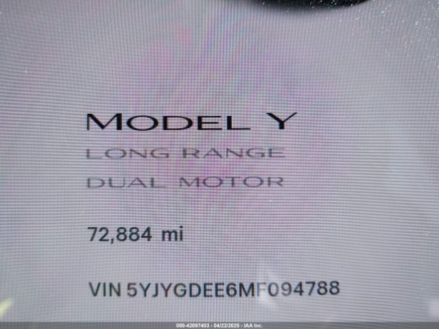 5YJYGDEE6MF094788 Tesla Model Y Long Range Dual Motor All-wheel Drive