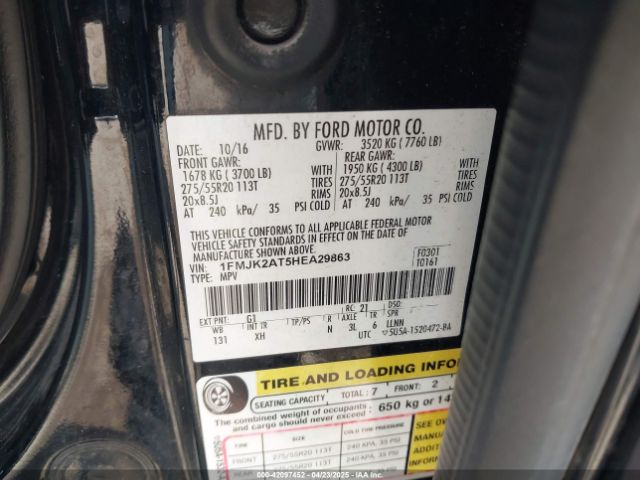 1FMJK2AT5HEA29863 Ford Expedition El Limited