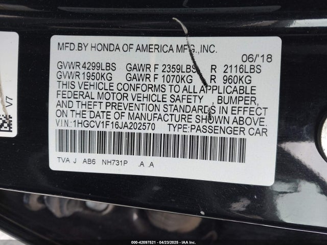 1HGCV1F16JA202570 Honda l15be
