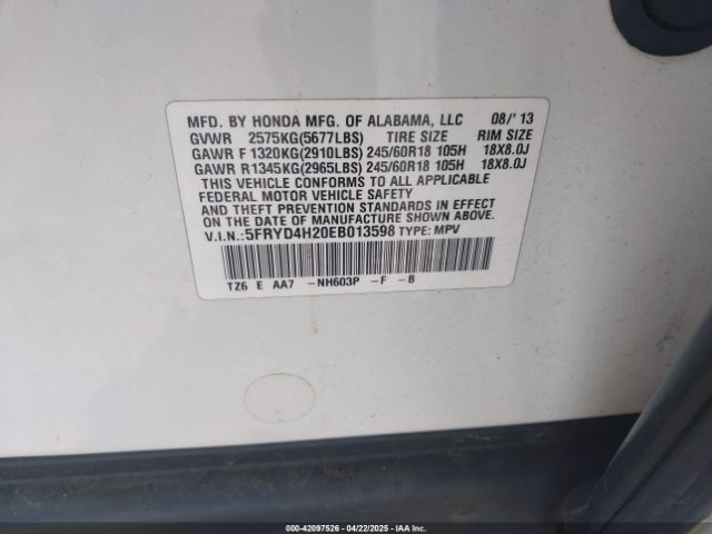 5FRYD4H20EB013598 Acura MDX