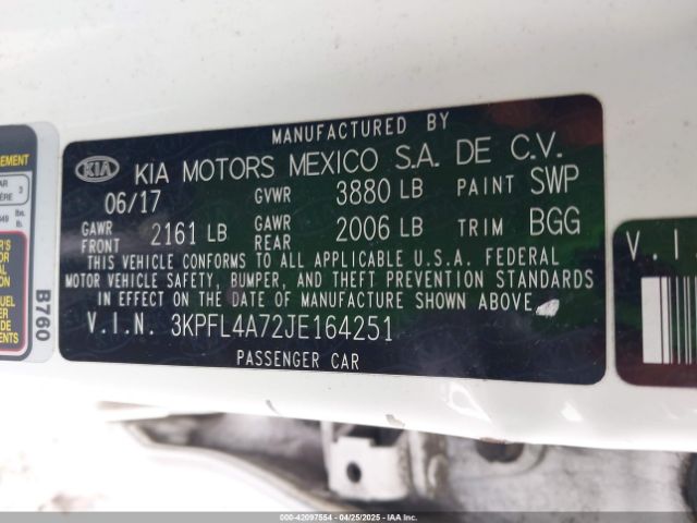 3KPFL4A72JE164251 KIA FORTE LX