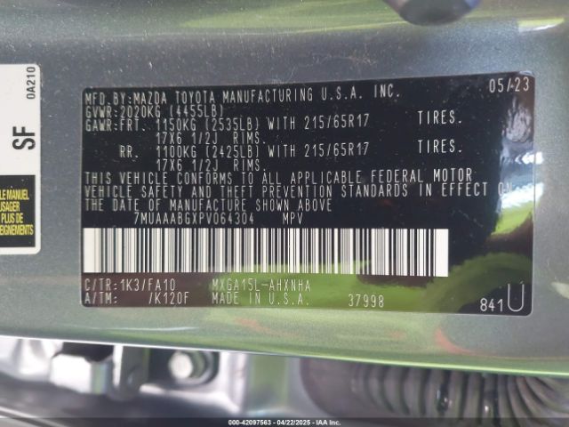7MUAAABGXPV064304 Toyota Corolla Cross L