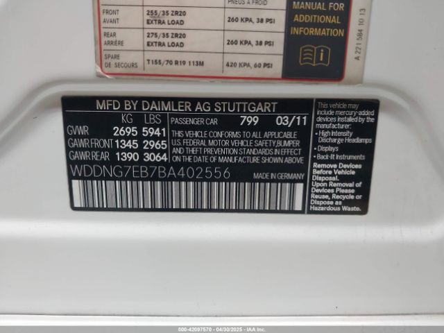 2011 MERCEDES-BENZ S 63 AMG WDDNG7EB7BA402556 Photo 8