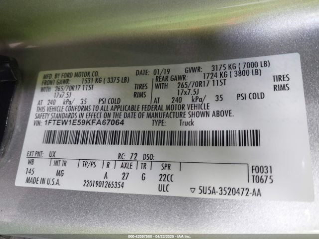 1FTEW1E59KFA67064 Ford F-150 Xlt
