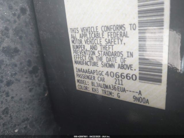 1N4AA6AP1GC406660 Nissan Maxima 3.5 S
