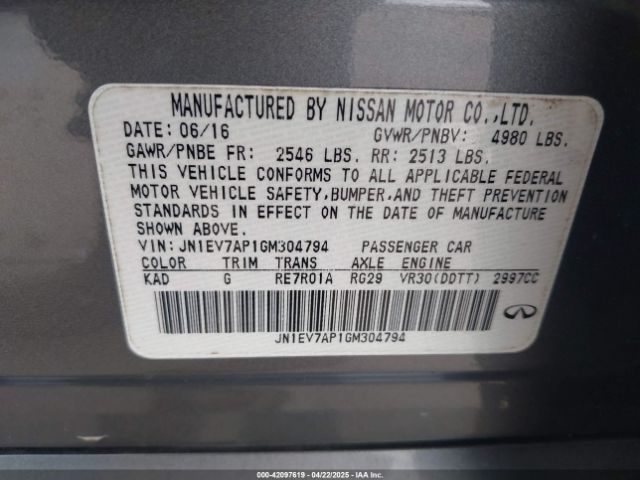 JN1EV7AP1GM304794 Infiniti Q50 3.0t Premium