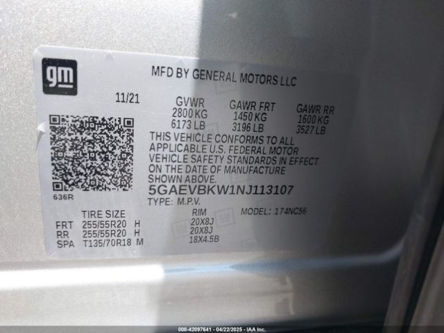 5GAEVBKW1NJ113107 Buick Enclave Awd Premium