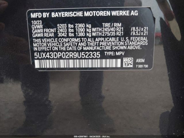 5UX43DP02R9U52335 BMW X3