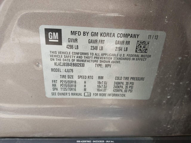 KL4CJBSB4EB602930 Buick Encore Convenience