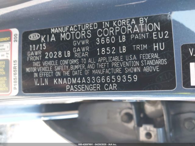 KNADM4A33G6659359 KIA RIO LX