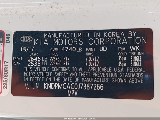 KNDPMCAC0J7387266 KIA Sportage Lx
