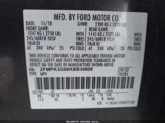 2019 FORD EDGE 2FMPK3G98KBB36808 Photo 8
