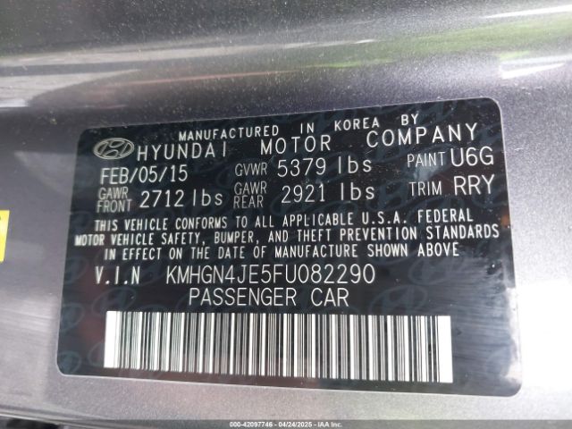 KMHGN4JE5FU082290 Hyundai Genesis 3.8