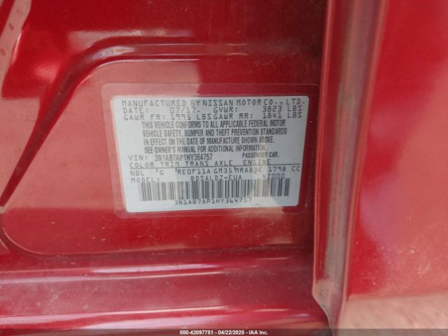 3N1AB7AP1HY364757 Nissan SENTRA SV