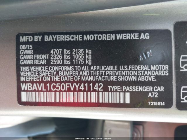WBAVL1C50FVY41142 BMW X1 Xdrive28i