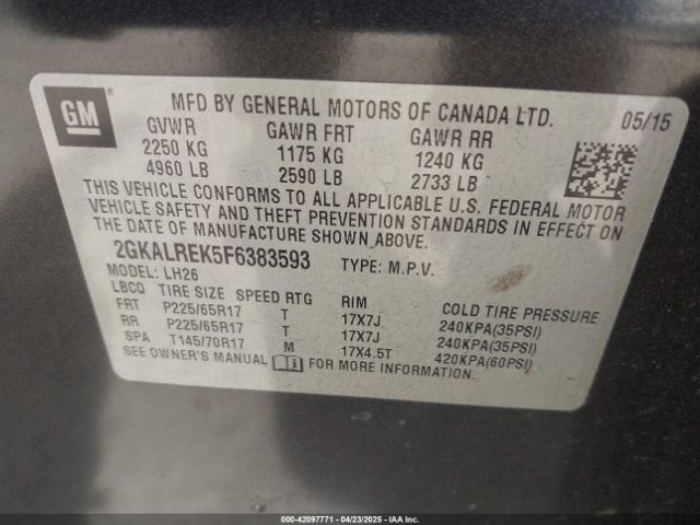 2GKALREK5F6383593 GMC Terrain Sle-2
