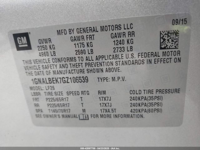 1GNALBEK7GZ106539 Chevrolet EQUINOX LS