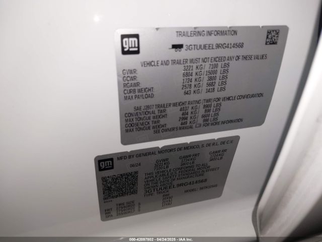 3GTUUEEL9RG414568 GMC Sierra 1500 4wd  Short Box At4